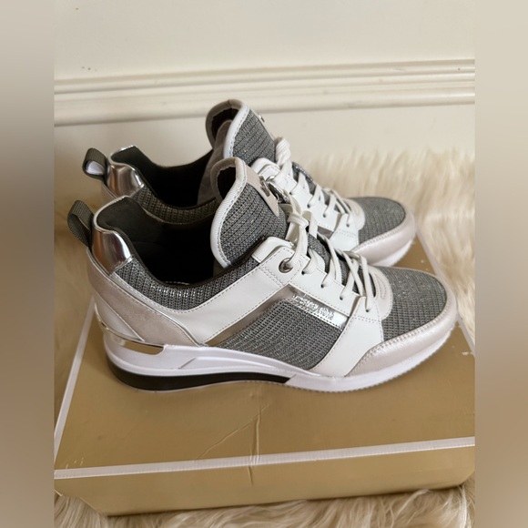 Michael Kors Georgie Extreme Glitter Chain-Mesh And Leather Trainer Sz 8.5 - Picture 11 of 17